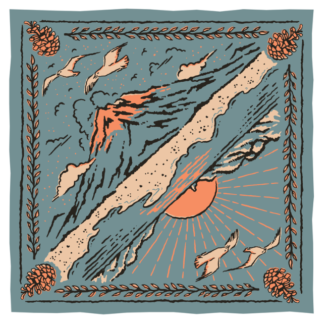 "Volcano And Sea"| Organic Cotton Bandana