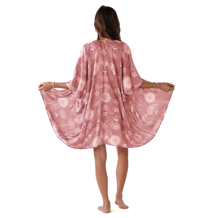 Dusty Rose Lotus Moon Kimono