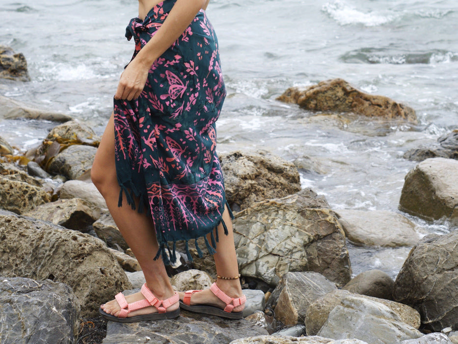 Dark Slate Batik Sarong - BUTTERFLY