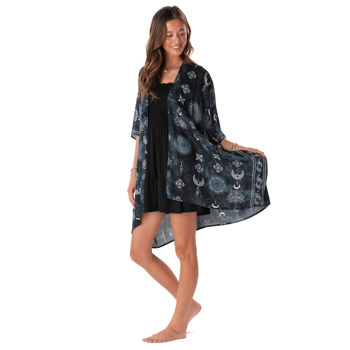 Midnight Lotus Moon Kimono