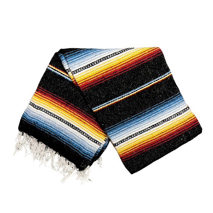Authentic Mexican Blanket - Black Prizm | Falsa Serape Throw