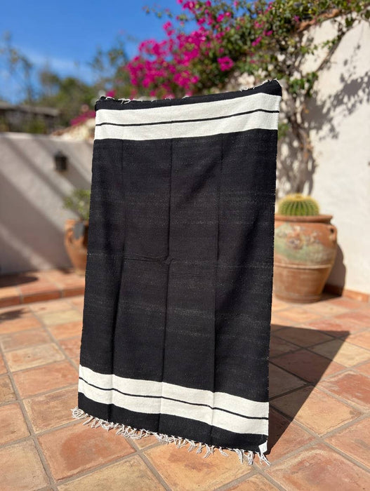 Authentic Mexican Blanket - Eclipse | Striped Baja Blanket