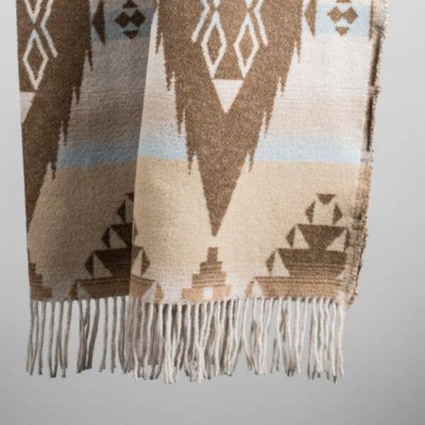 Apache Wool Blend Blanket - Native American Design 200cm x 155cm