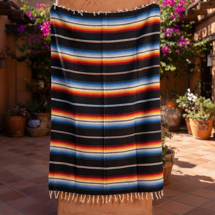 Authentic Mexican Blanket - Black Prizm | Falsa Serape Throw