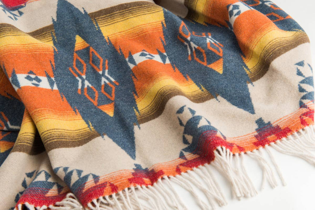 Apache Wool Blend Blanket - Native American Design 200cm x 155cm