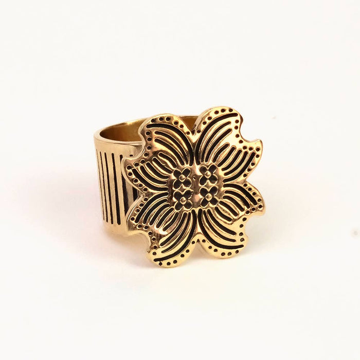Amy Brass Bandana Slide Ring | Organic Cotton