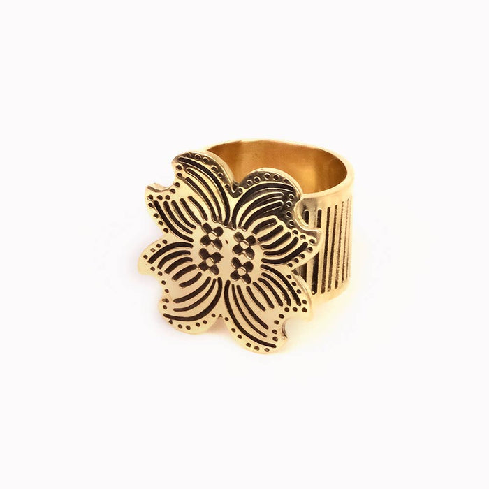Amy Brass Bandana Slide Ring | Organic Cotton