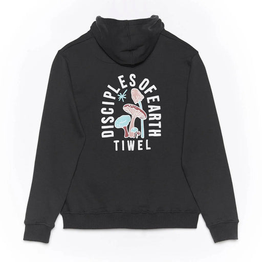 Chey mushroom hoodie sweatshirt, black, 100% organic cotton and recycled materials. Tiwel