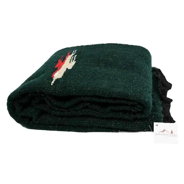Dark Forest Green Thunderbird Blanket Vintage Style West Path