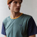 Kehr t-shirt, tricolor, green, blue, yellow, organic cotton + recycled fabrics Tiwel