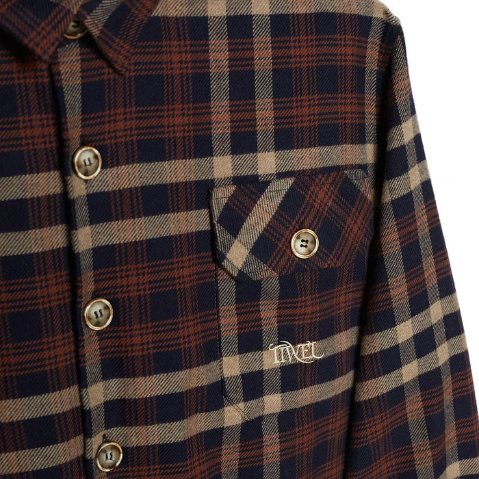 Kelow Maroon check overshirt, overshirt, corduroy and cotton Tiwel